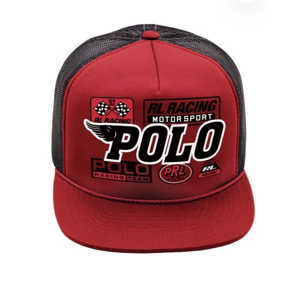 RALPH LAUREN FRAGRANCES Men's RL Polo Racing Team Trucker Baseball Cap Hat RED